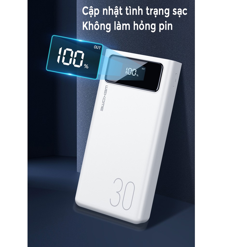 Pin sạc dự phòng 30000mah WK 175, đèn led hiển thị pin, 4 cổng USB đa năng, hàng chính hãng - Việt Linh Store