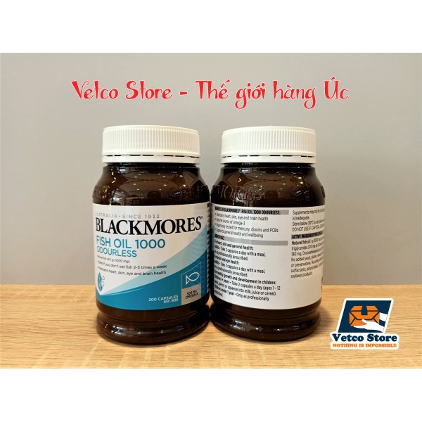 DẦU CÁ BLACKMORES 1000MG KHÔNG MÙI (HỘP 200 VIÊN)