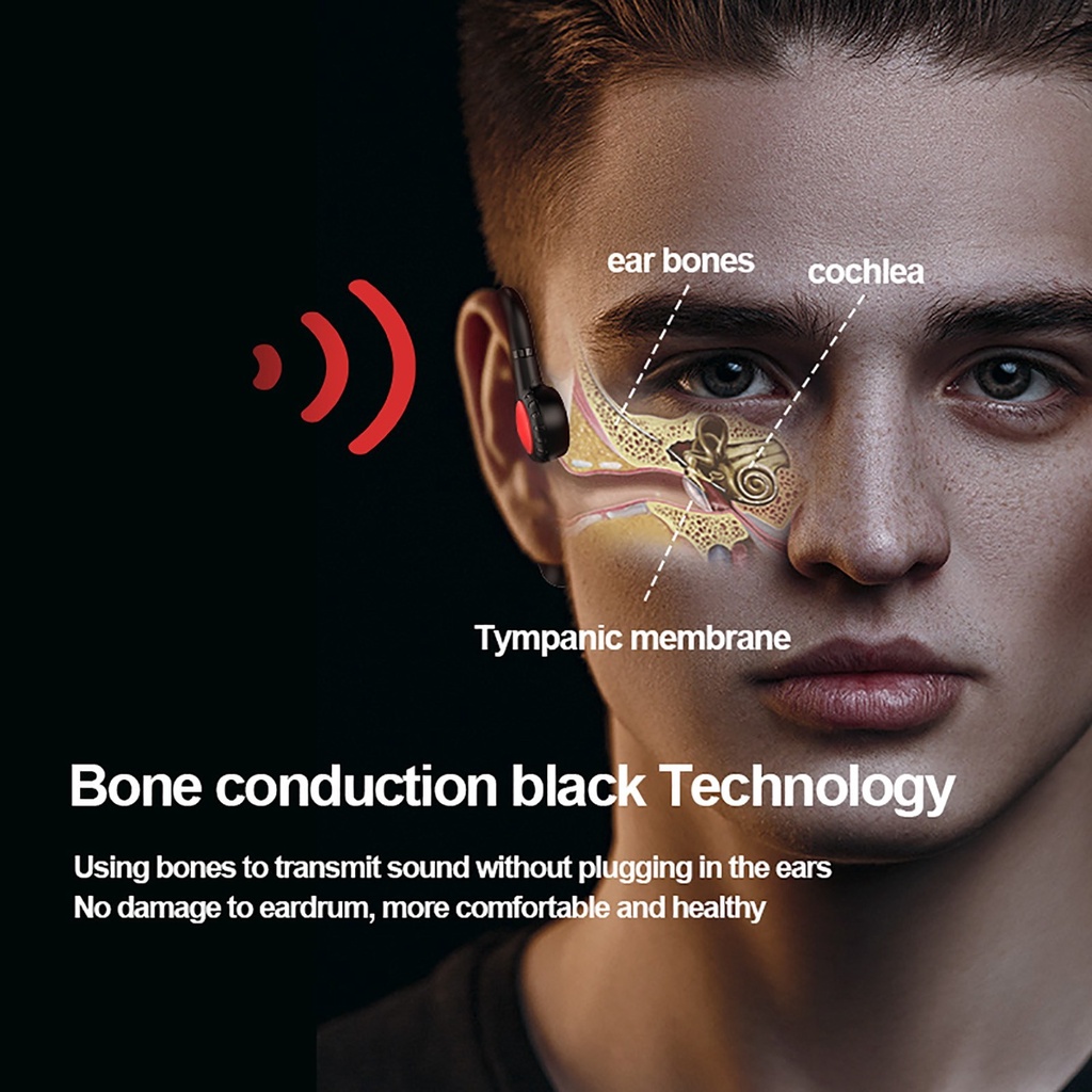 Tai Nghe Bluetooth Gắn Vành Tai Truyền Âm Qua Xương