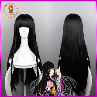 [Có sẵn] wig/tóc giả nữ mái hime đen 80cm cosplay Yumeko Enma Ai