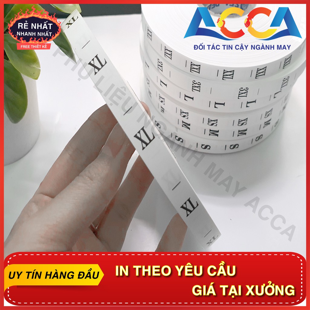 [GIÁ SỐC]_CUỘN MÁC VẢI GIẤY IN SIZE CHỮ 100M_ SIZE TỪ XS-3XL 1-20_XƯỞNG IN NHÃN MÁC ACCA _ IN NHÃN MÁC QUẦN ÁO