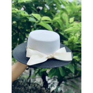 Mũ cói gaucho nơ lụa hàng l1