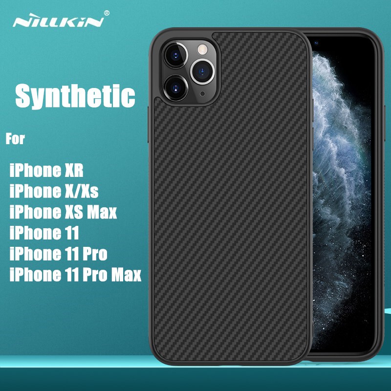Ốp điện thoại NILLKIN bằng sợi carbon tổng hợp với mặt lưng bằng PC cho iPhone 11 Pro Max XS Max XR
