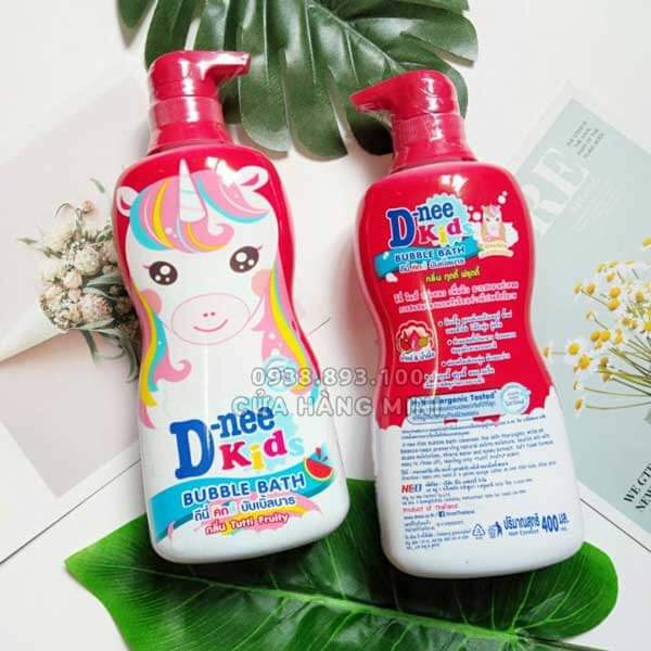 Sữa Tắm Dnee Kids Bubble Bath Hương Trái Cây Hình Kỳ Lân Màu Đỏ 400ml