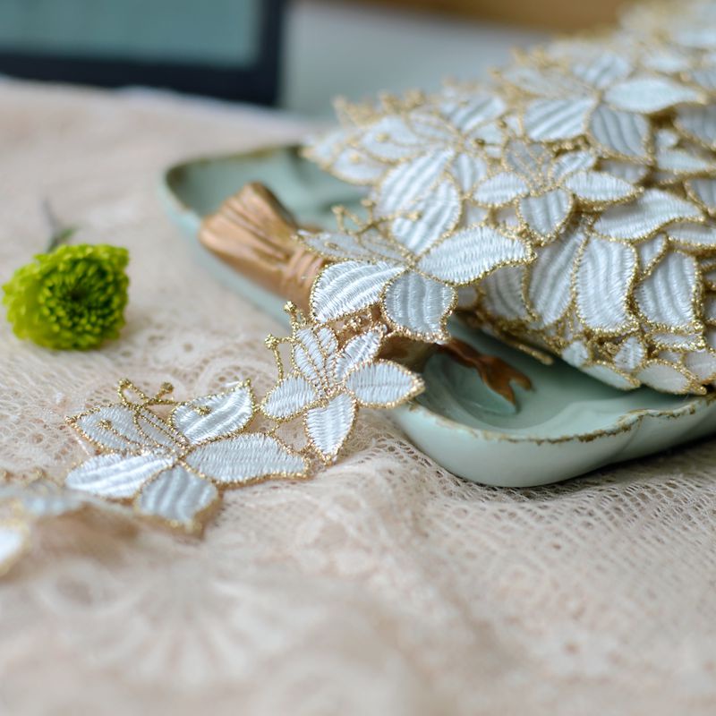 Dải Dây Ren Hoa 1Yard Màu Vàng Đồng 4CM Trang Trí Thủ Công