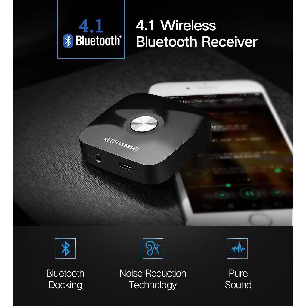 Thiết bị nhận AUX Bluetooth Receiver 4.2 cho loa, amply hỗ trợ cổng 3.5mm Ugreen 40758