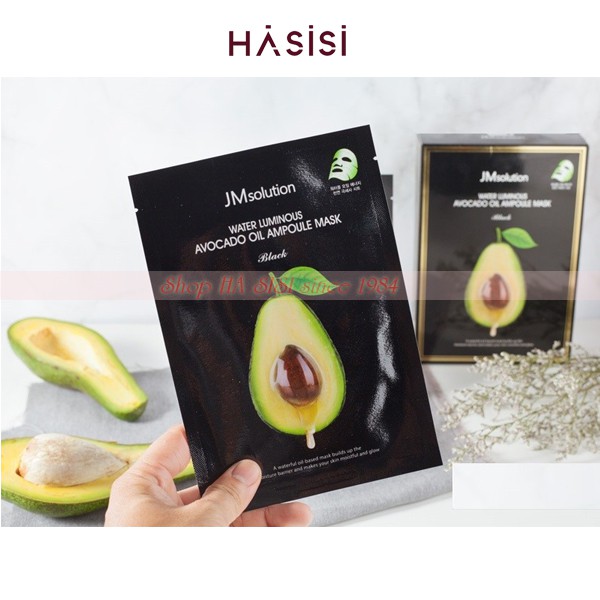 Mặt Nạ Dưỡng Ẩm Sáng Da Chiết Xuất Bơ JM SOLUTION WATER LUMINOUS AVOCADO OIL AMPOULE MASK