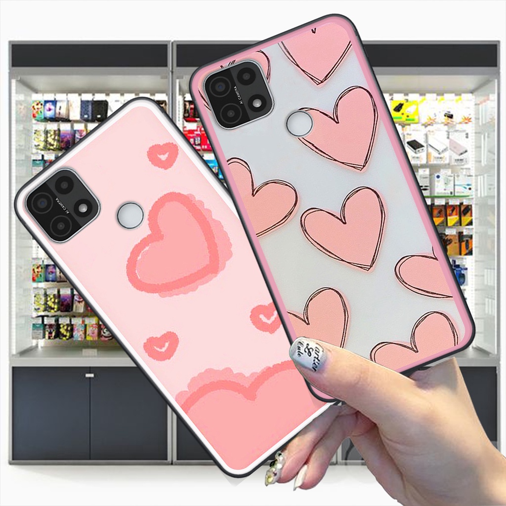Ốp Oppo A15 / A15s in hình trái tim caro đen trắng , hồng cute xinh xắn dễ thương