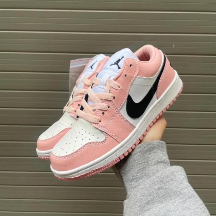 Giày Jordan cổ thấp nữ màu hồng cực xinh, Giày Jordan 1 low pink, Sneaker nữ air jd1 bóng rổ bản đẹp full box bill