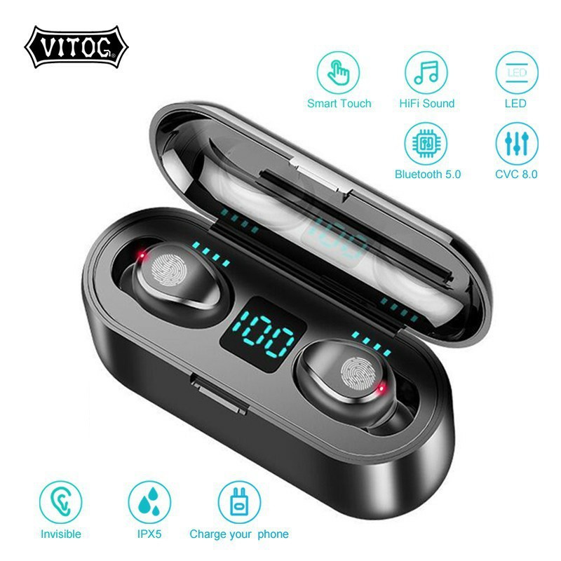 Tai nghe true wireless AMOI F9 | bản QUỐC TẾ | nút cảm ứng | Bluetooth 5.0 | Pin 280 giờ | sạc dự phòng 2020