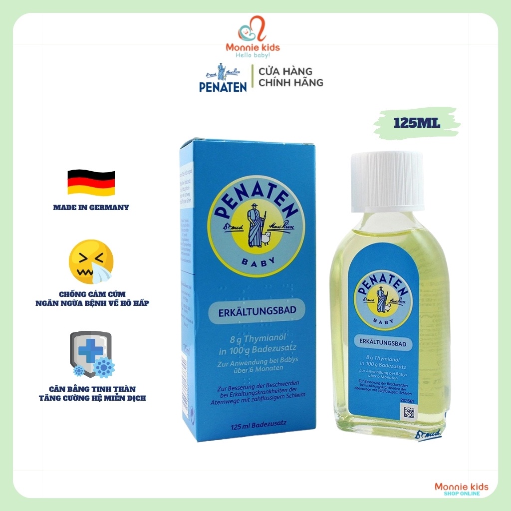 Tinh dầu tràm Penaten chống cảm cúm, tinh dầu tắm cho bé 125ml - Monnie Kids