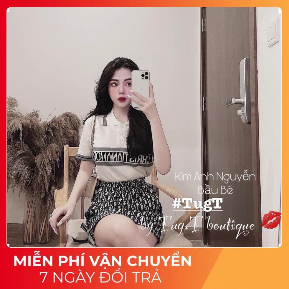 [ 𝐅𝐑𝐄𝐄 𝐒𝐇𝐈𝐏 ] Set Áo Polo Mix Chân Váy Họa Tiết Chữ