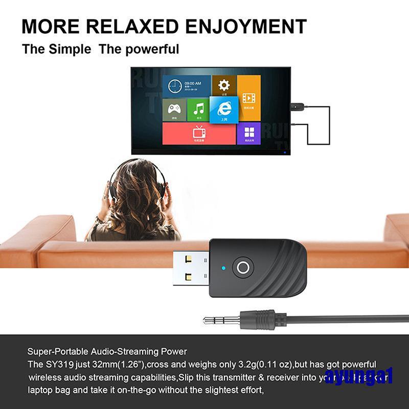 Bộ Thu Phát Âm Thanh Không Dây Usb Bluetooth 5.0 2 Trong 1 Cho Tv / Pc / Xe Hơi