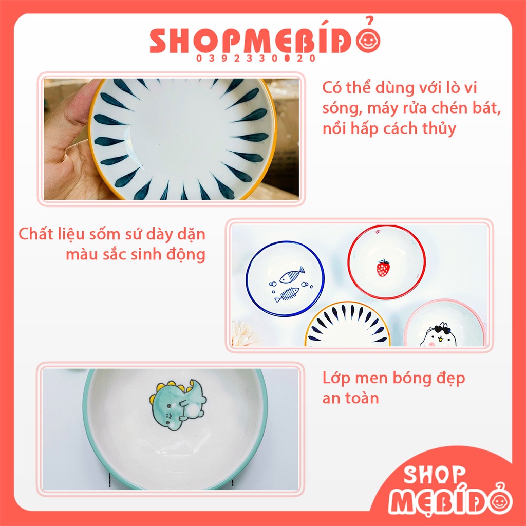 Bát Ăn Dặm Gốm Sứ Kiểu Nhật Chén Nước Chấm Họa Tiết 60ml Shop Mẹ Bí Đỏ N90