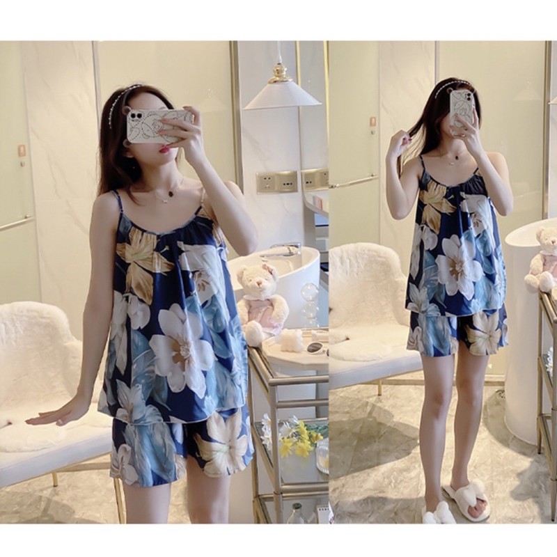 [Sẵn] Bộ Quần Áo Lanh 2 Dây Hoạ Tiết Siêu Mát Size 40-75kg