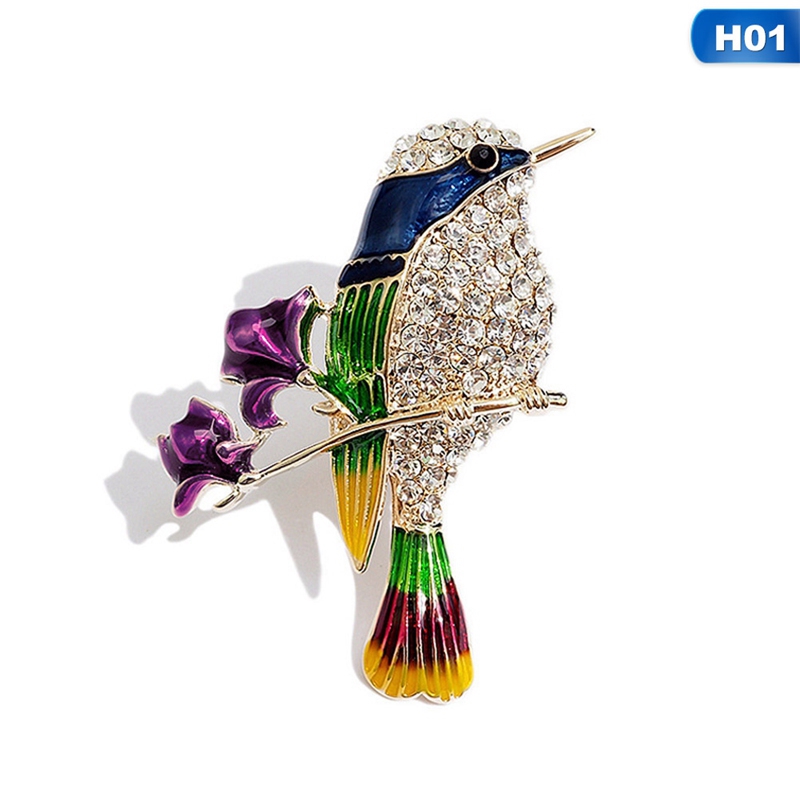 Magpie ï¼† Rose Branch Flower Bird Brooch Pin Rhinestones Clothing Jewelry NEW#1