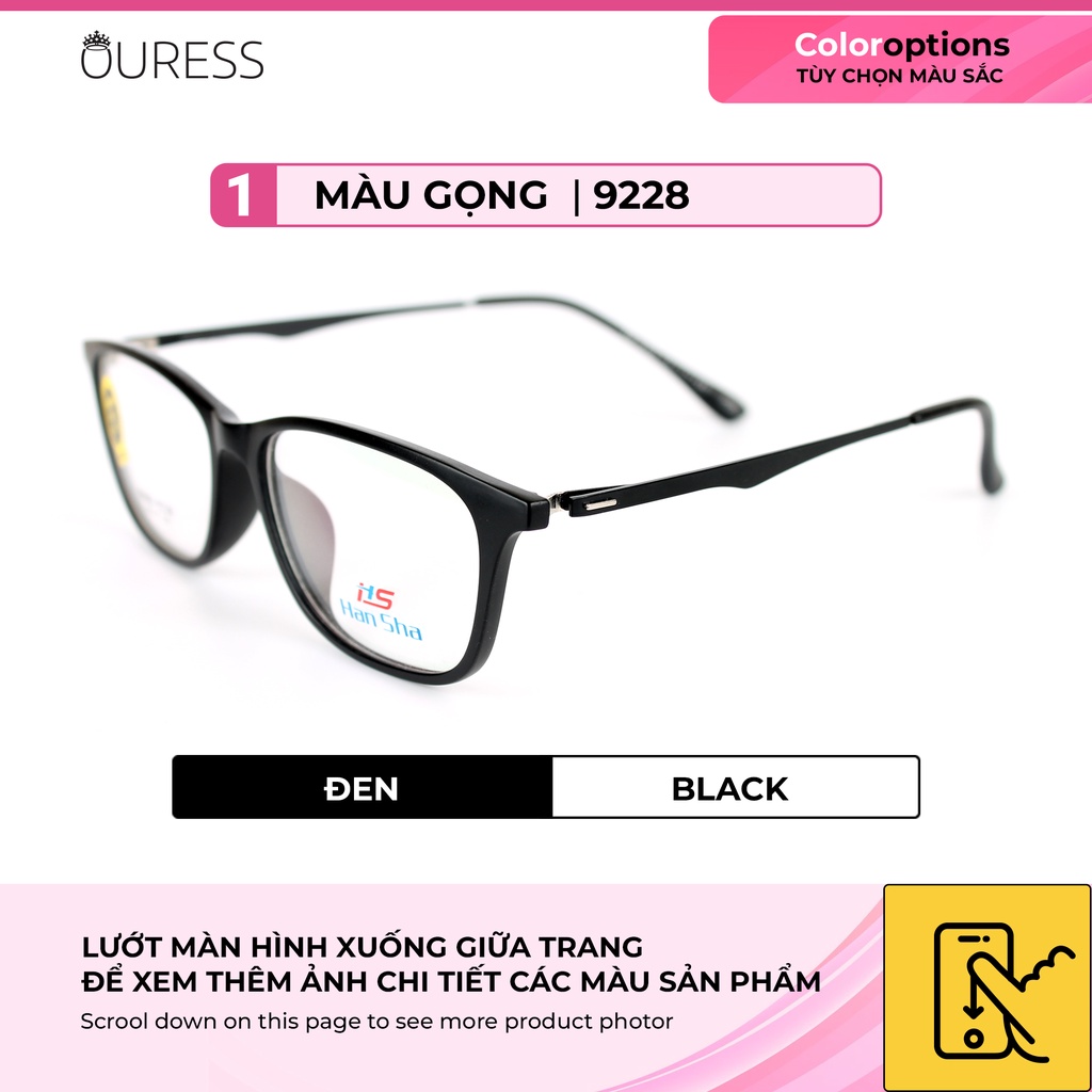Gọng kính TR90 phối càng hợp kim cao cấp bền đẹp thời trang hàng chính hãng Ouress 9228