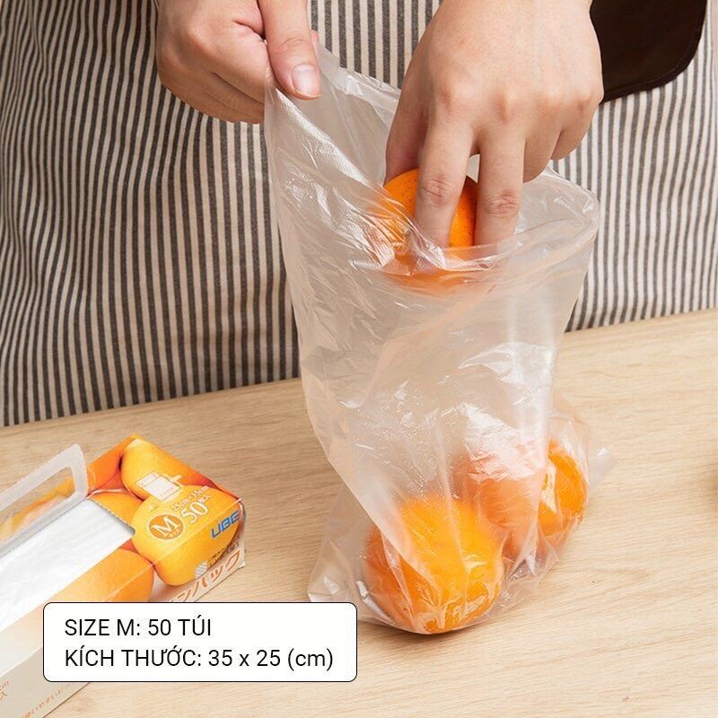 [ 25cm ] Hộp 50 túi nilon đựng thực phẩm Nhật Bản - bao nilong bảo quản thực phẩm