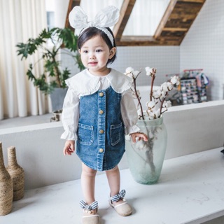 Set váy yếm jean Thỏ Trắng bé gái