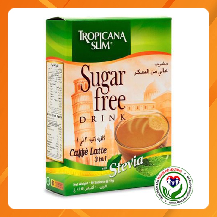 [Chính hãng] Cà phê ăn kiêng không đường chiết xuất từ lá cỏ ngọt Tropicana Slim Latte 140g (10 x 14g)