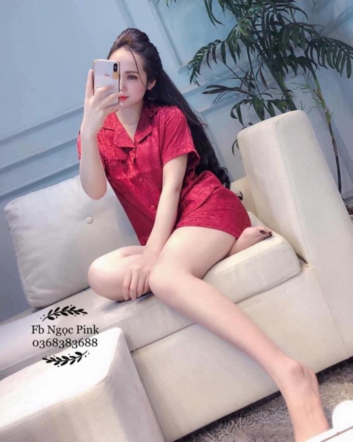 Đồ Bộ Pijama Lụa Gấm Áo Cộc Quần Đùi