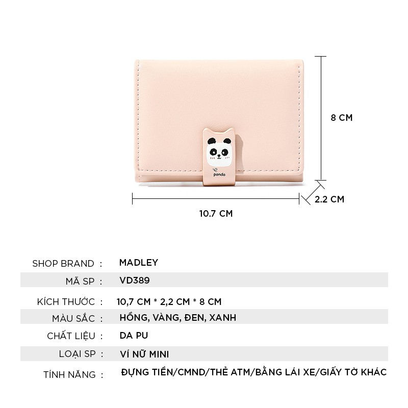 Ví nữ mini ngắn cute dễ thương TAOMICMIC nhỏ gọn bỏ túi thời trang cao cấp MADLEY VD389