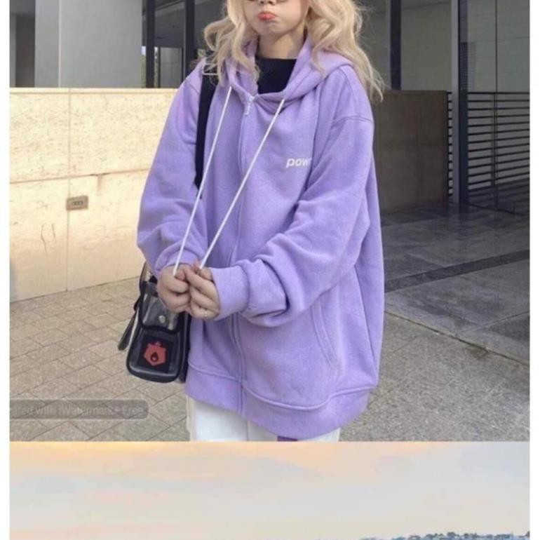 Áo khoác nữ fomr rộng Hàn Quốc, áo hoodie nữ form rộng có dây kéo đi học powr | BigBuy360 - bigbuy360.vn