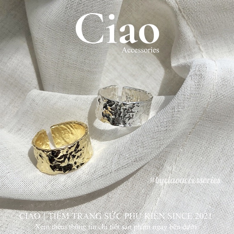 [HOẢ TỐC 1H] Nhẫn mạ bạc S925 thiết kế bản rộng hoạ tiết mã 33 trendy Ciao accessories