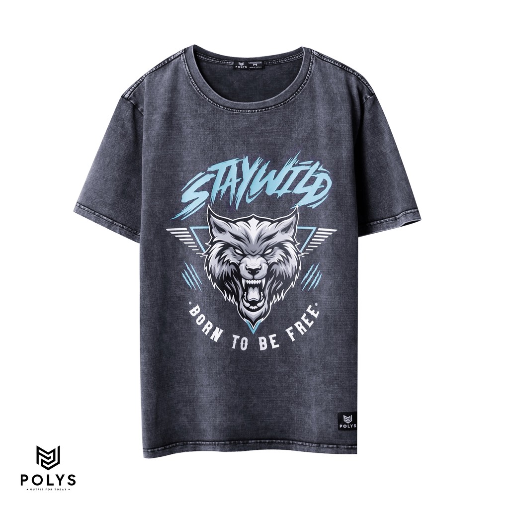 Áo Thun Nam Tay Ngắn STAY WILD - POLYS | Chất Cotton Wash, Dày Dặn, Co Dãn, Cực Chất, Hình In Cao Cấp, Không Bong Tróc