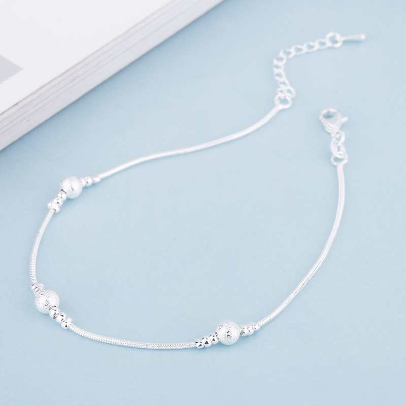 Lắc Chân Bạc 925 Thiết Kế Bi Đan Xen Phong Cách Hàn Quốc UMI JL028