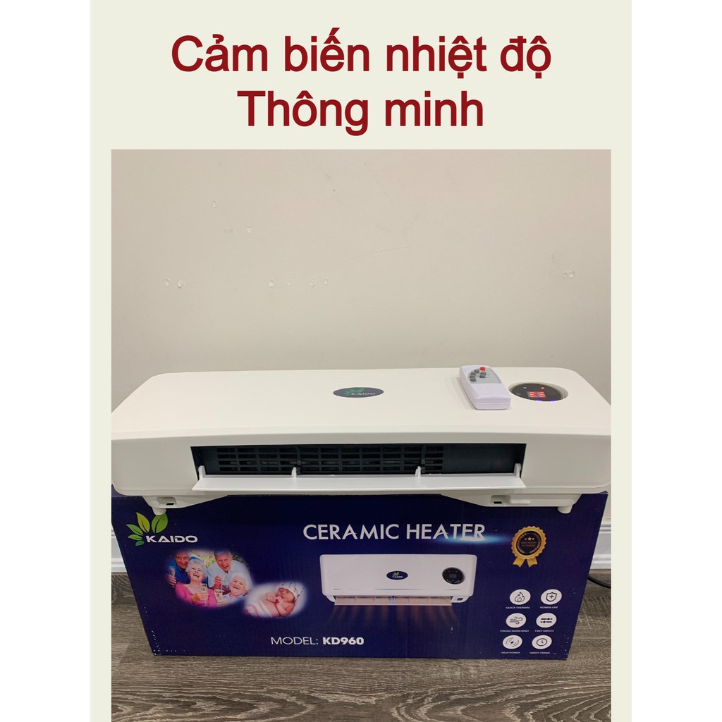 Máy sưởi gốm - Máy sưởi gốm KAIDO KD960 Điều khiển điện tử và điều khiển bằng điều khiển từ xa BH chính hãng 12 tháng