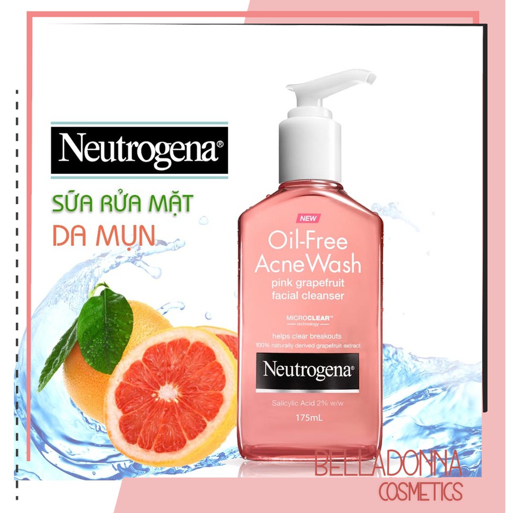 Sữa rửa mặt Neutrogena Oil-Free Acne Wash Pink Grapefruit Facial Cleanser 177ml