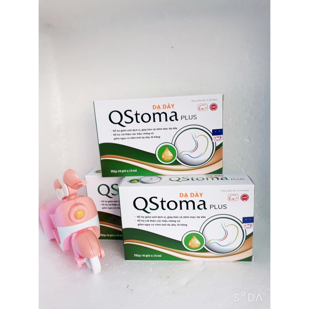 Gói dạ dày QStoma Plus, giúp giảm trào ngược dạ dày, thực quản; giảm đau tức thượng vị; giảm đầy bụng chướng hơi, ợ chua