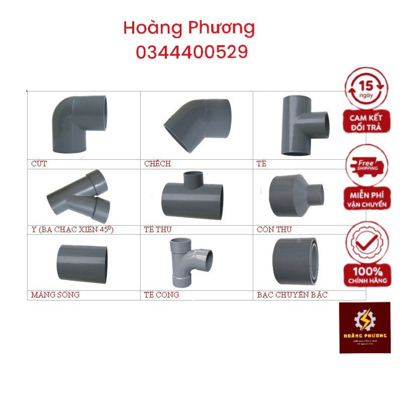 Cút 21, chếch, tê, măng sông, ren trong, ren ngoài 21 Tiền Phong