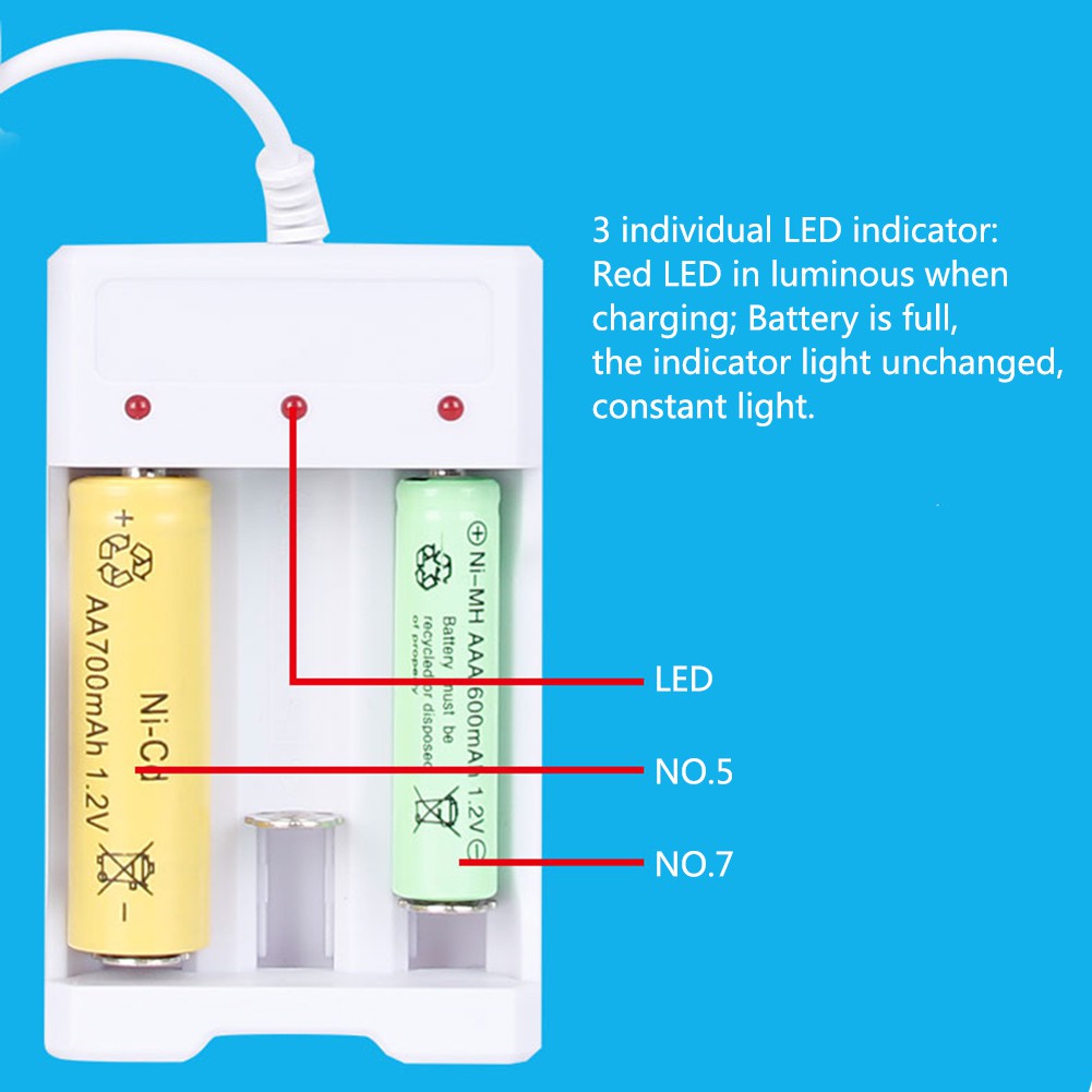 Bộ sạc pin AAA/AA nhanh kết nối USB 3 ngăn tiện dụng