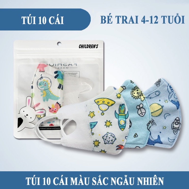 Combo 10 Khẩu trang trẻ em 3D kháng khuẩn, kháng bụi 3 lớp cho bé từ 0-12 tuổi !