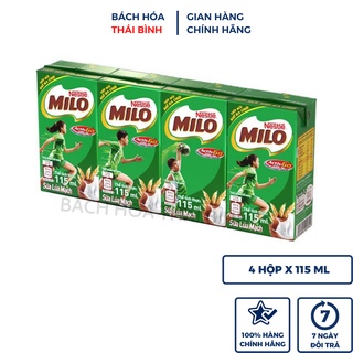 Lốc 4 hộp sữa x 115ml sữa tươi lúa mạch Nestle Milo