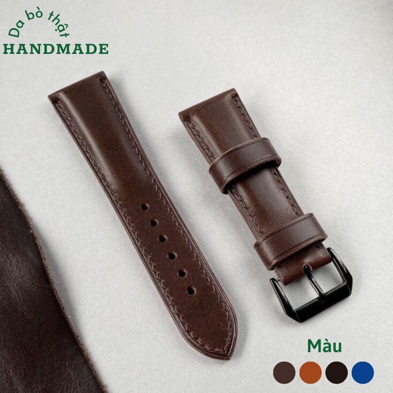 Dây Da Đồng Hồ Làm Theo Yêu Cầu Màu Nâu Handmade Libira Leather 16mm 17mm 18mm 19mm 20mm 21mm 22mm 23mm 24mm 25mm 26mm