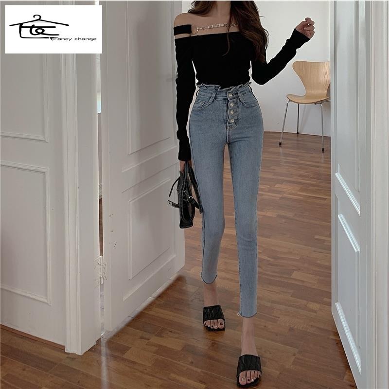 Hàng Có Sẵn Bán Chạy~Quần Jean Ôm Dáng Lưng Cao Co Giãn In Hình Hoa Phong Cách Mùa Xuân 2022 Hợp Xu Hướng Cho Nữ