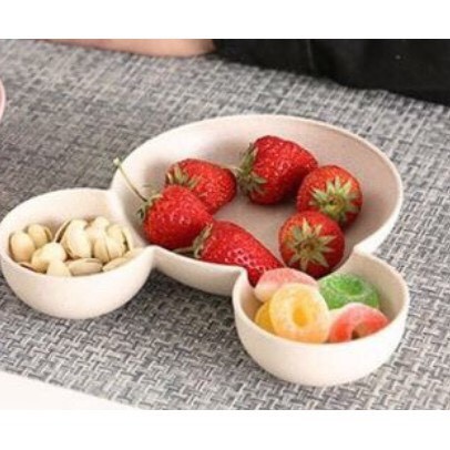 Khay ăn dặm hình gấu lúa mạch kèm thìa nĩa cho bé