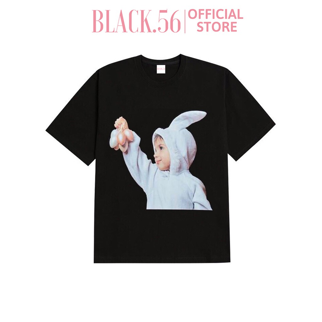 Áo thun nữ Acme de la vie BLACK RABBIT, áo thun nữ cá tính form rộng thụng tay lỡ unisex oversize,BLACK56 M64