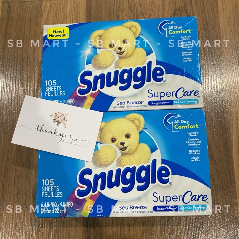 Giấy thơm quần áo Snuggle hộp 105 tờ / Super Care/ mùi thơm dịu nhẹ, tươi mát