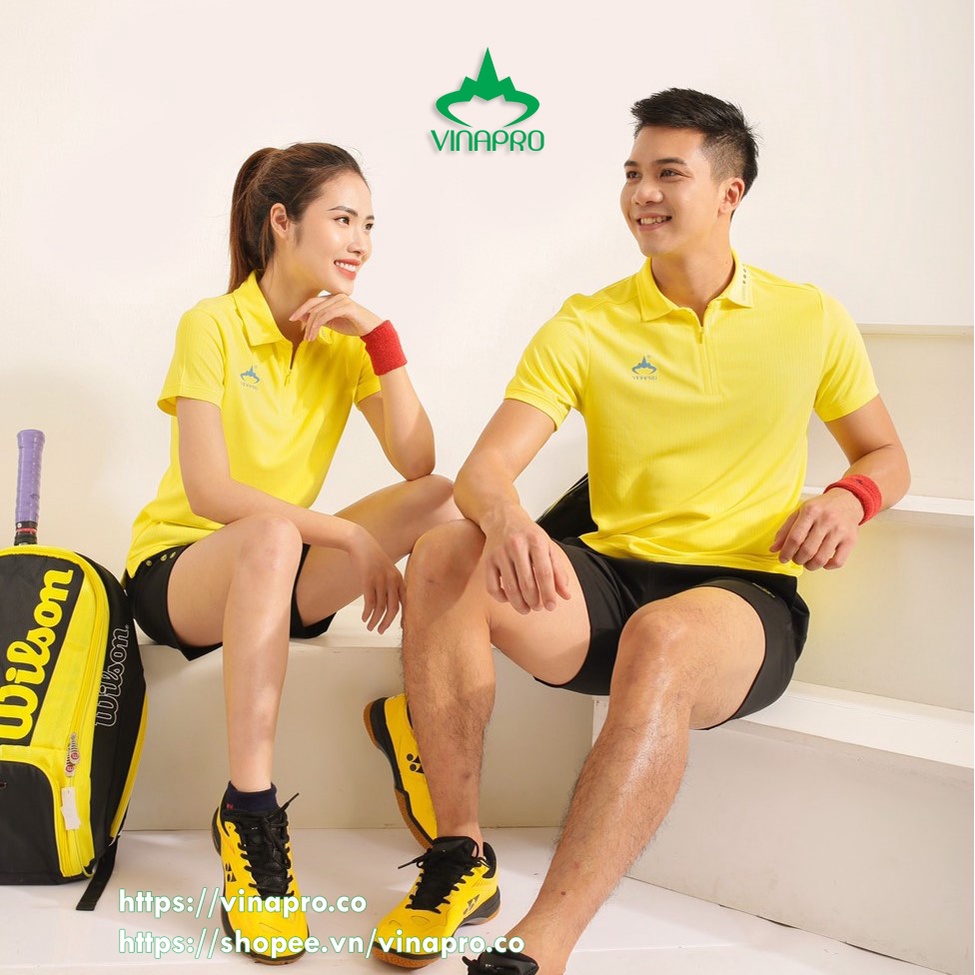 Áo cầu lông nữ đẹp áo tennis bóng bàn Polo cổ đức nữ Vinapro A42 chất liệu thun sọc cao cấp | BigBuy360 - bigbuy360.vn