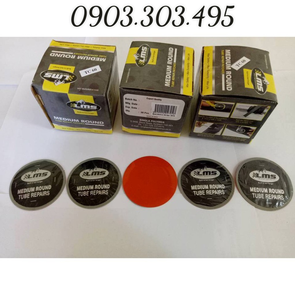 Hộp 20 miếng vá lốp LMS dành cho ô tô, xe máy Medium Round  60mm