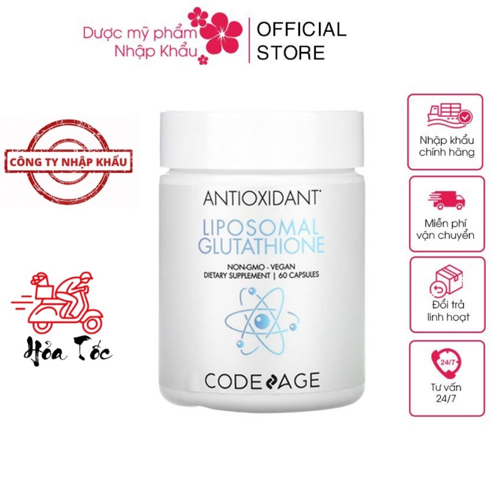 HÀNG NHẬP KHẨU - Viên Uống Code Age Antioxidant Liposomal Glutathione Hỗ Trợ Trắng Sáng Da CodeAge 60 Viên