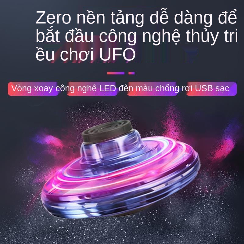 Flying Con quay hồi chuyển Sáng tạo mới Xoay UFO Giải nén Công nghệ đen Đồ chơi trong nhà và ngoài trời trên 6 tu