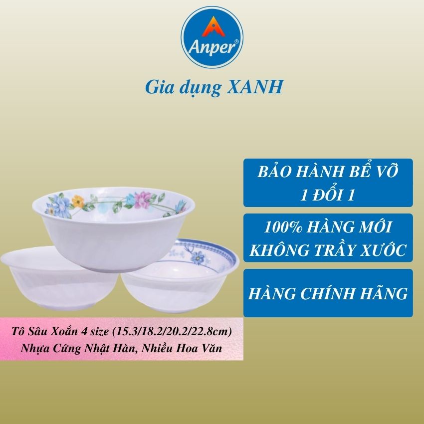 Bát nhựa tô nhựa melamine ANPER dùng ăn cơm gia đình và nhà hàng sang trọng an toàn