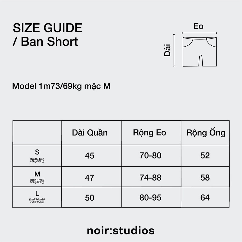 QUẦN LƯNG CHUN NAM BAN SHORT - NOIR STUDIOS