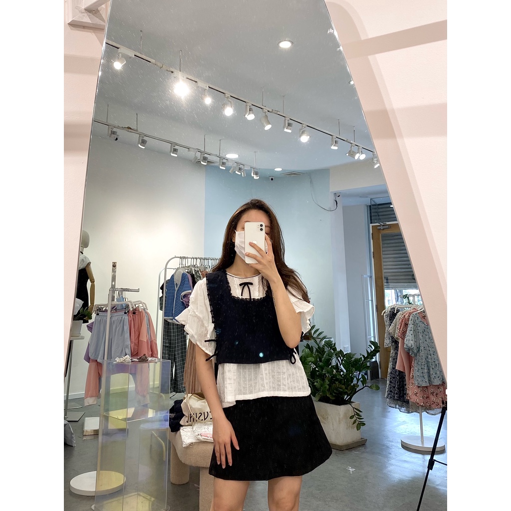 Áo kiểu cổ vuông mặc ngoài MINI VESTY TOP - SODA POP