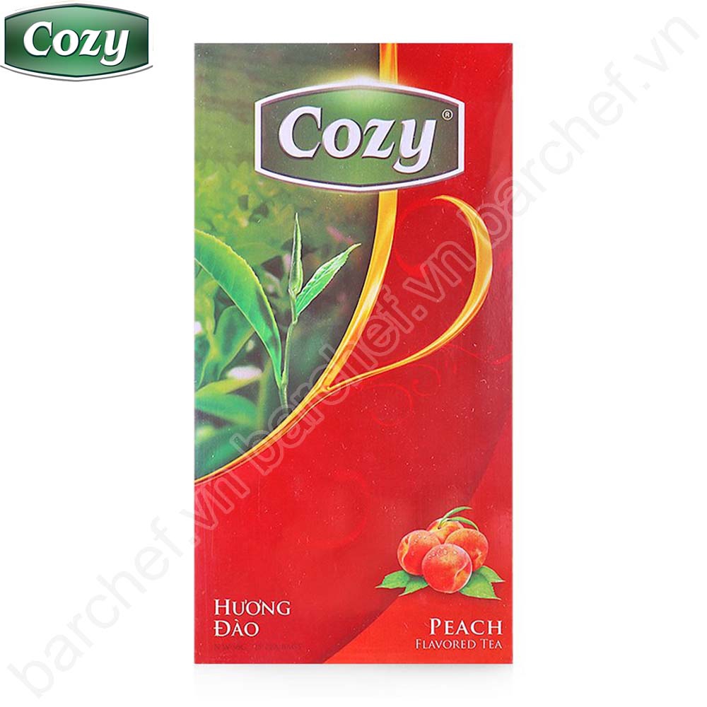 Trà đen hương Đào Cozy túi lọc - hộp giấy 40 gram - 20 túi lọc